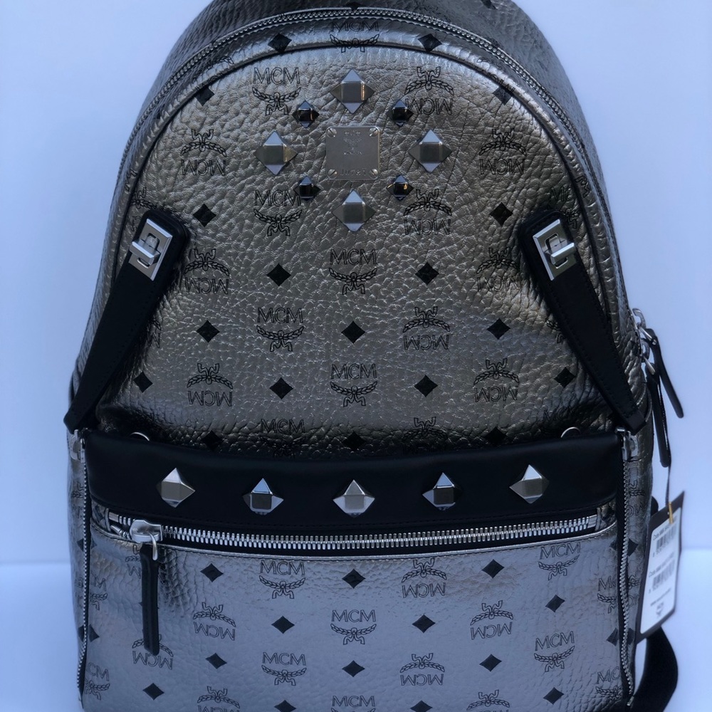 Silver Studded mcm bag